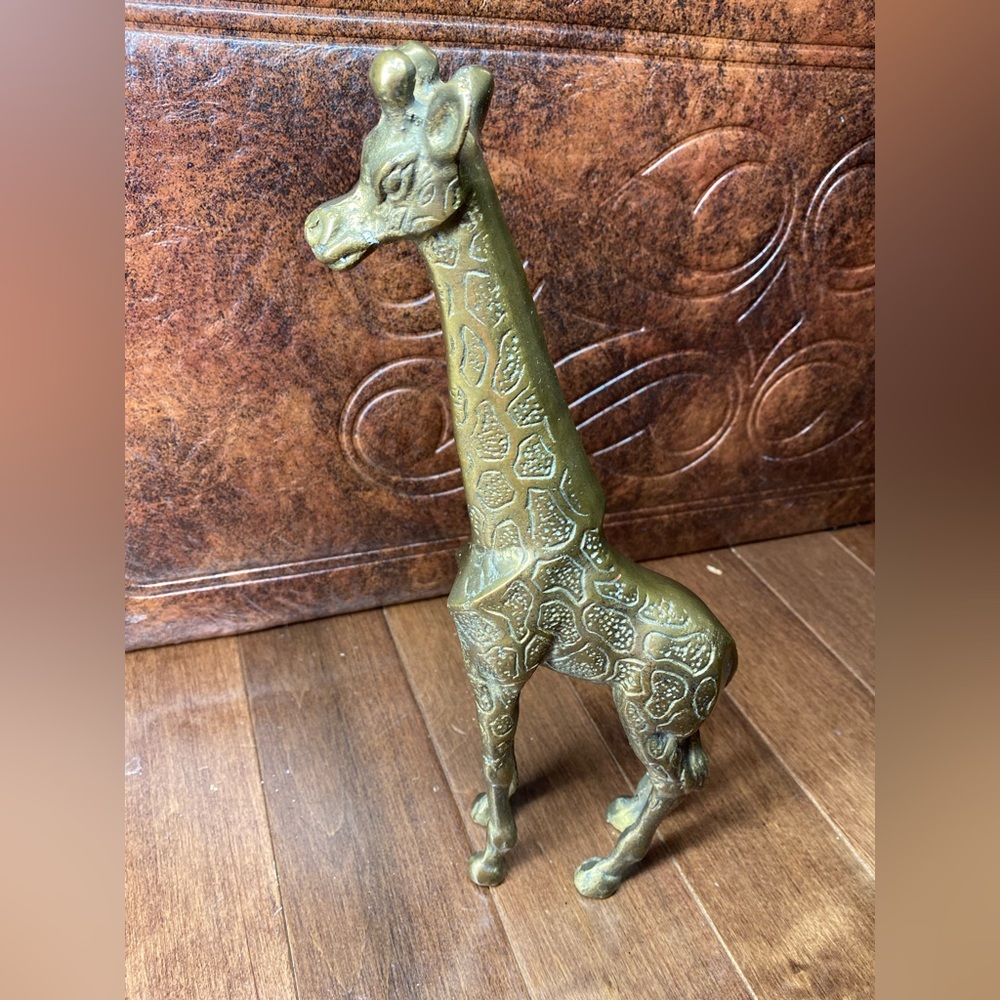 Brass Giraffe, Solid Brass, Vintage Mid Century Giraffe Statue